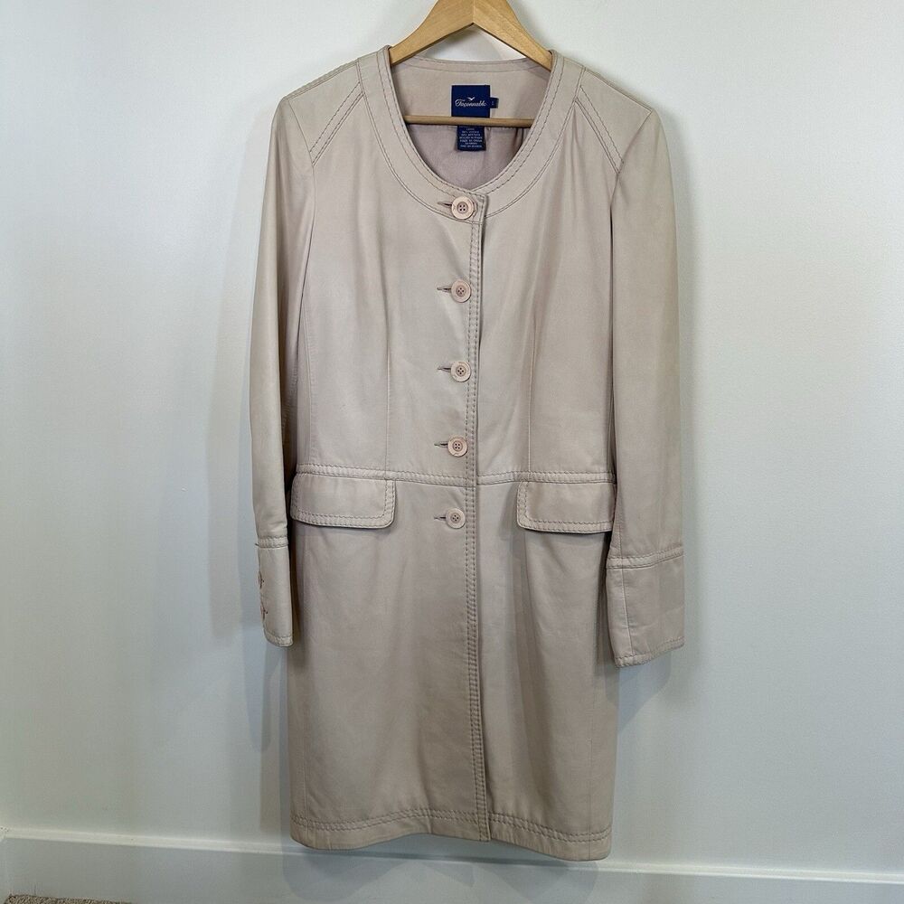 Faconnable Cream Leather Jacket